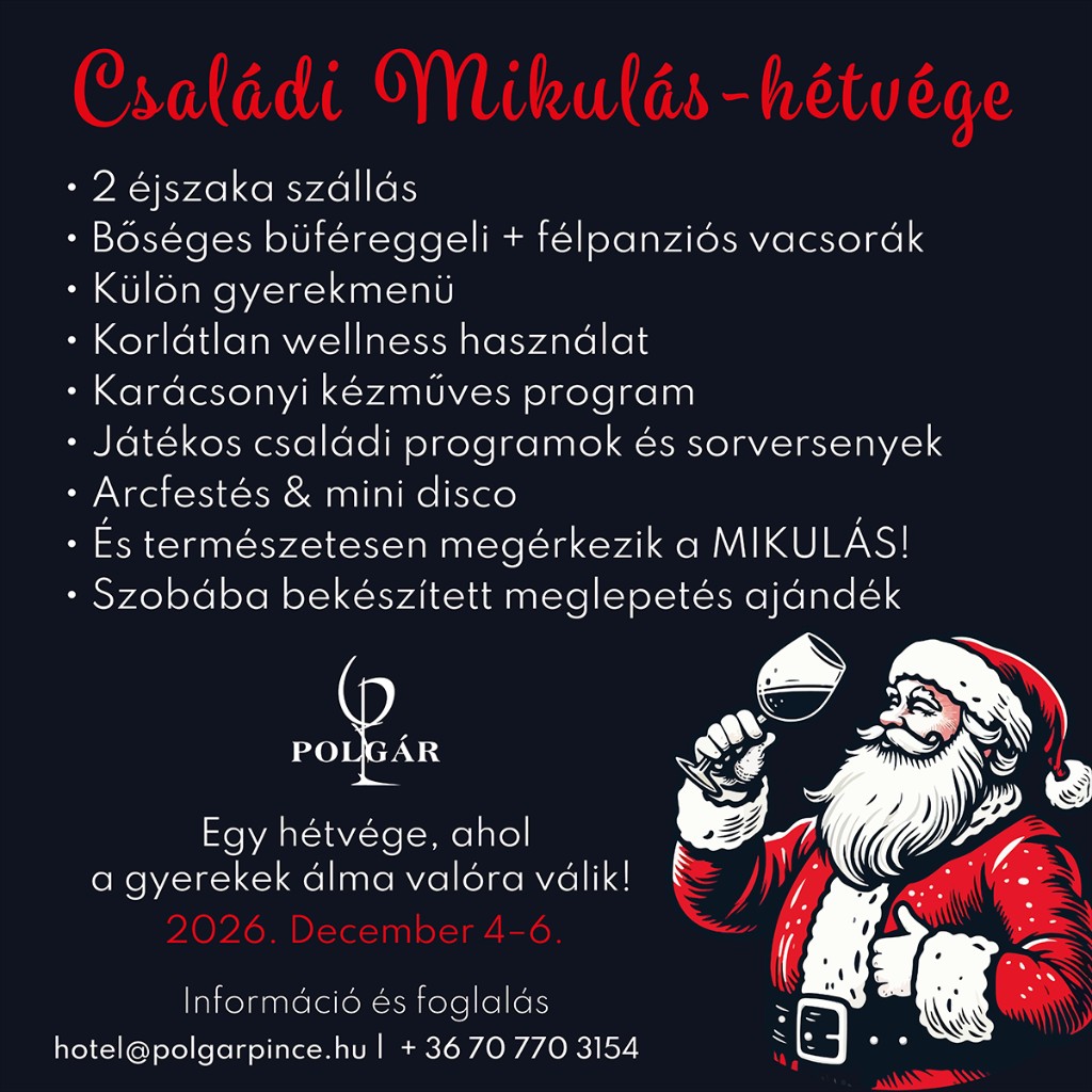Family St Nicholas weekend 2026 – Polgár Elixír Hotel